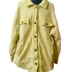 Ruby Reverse Fleece Jacket Yellow Green size Medium Oversized Comfy Cozy Warm